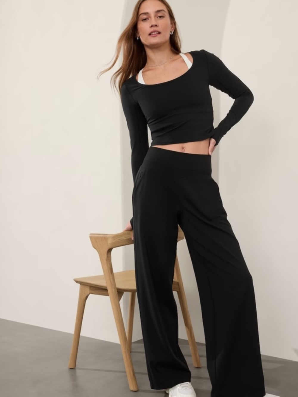 NWT Athleta Brooklyn Mid Rise Wide Leg Pants Black 6
